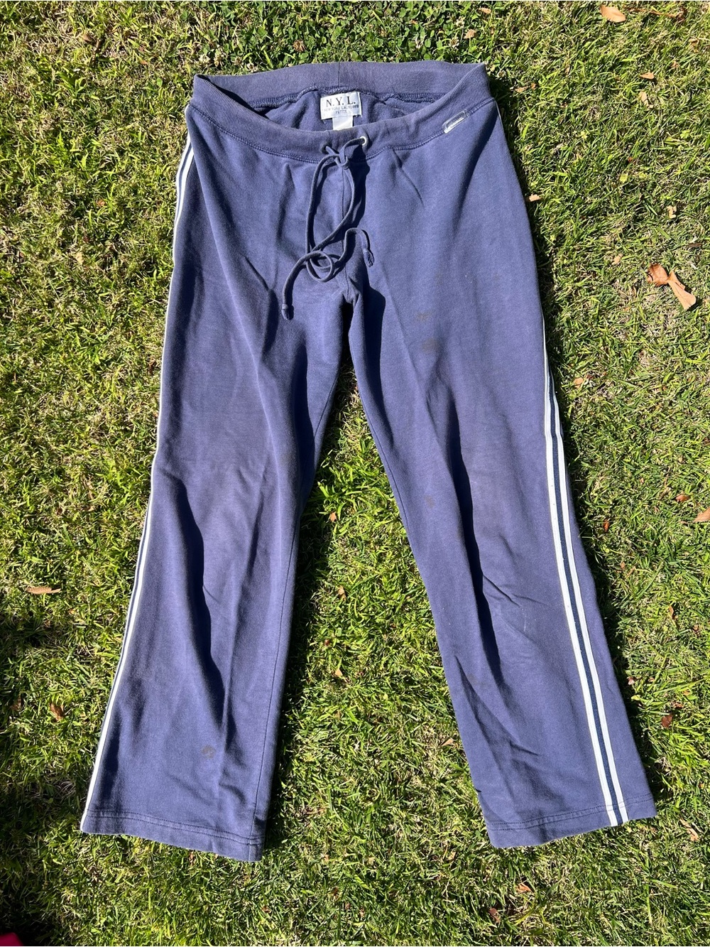 Y2K New York Laundry Navy Side Stripe Track Pants